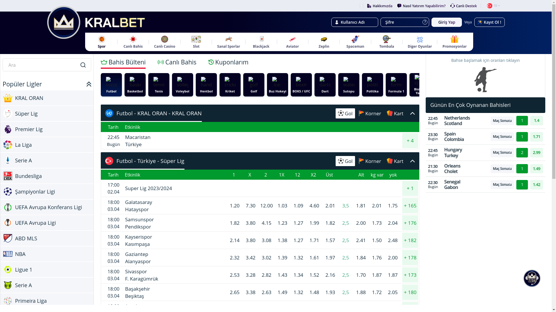 website screenshot of https://kralbet-arena.club/