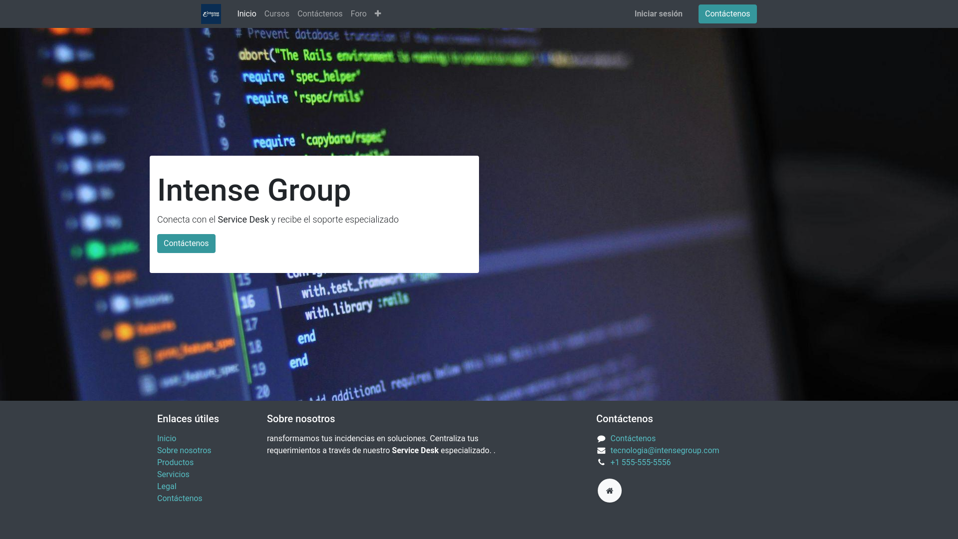 website screenshot of https://intensegroup.com.gt