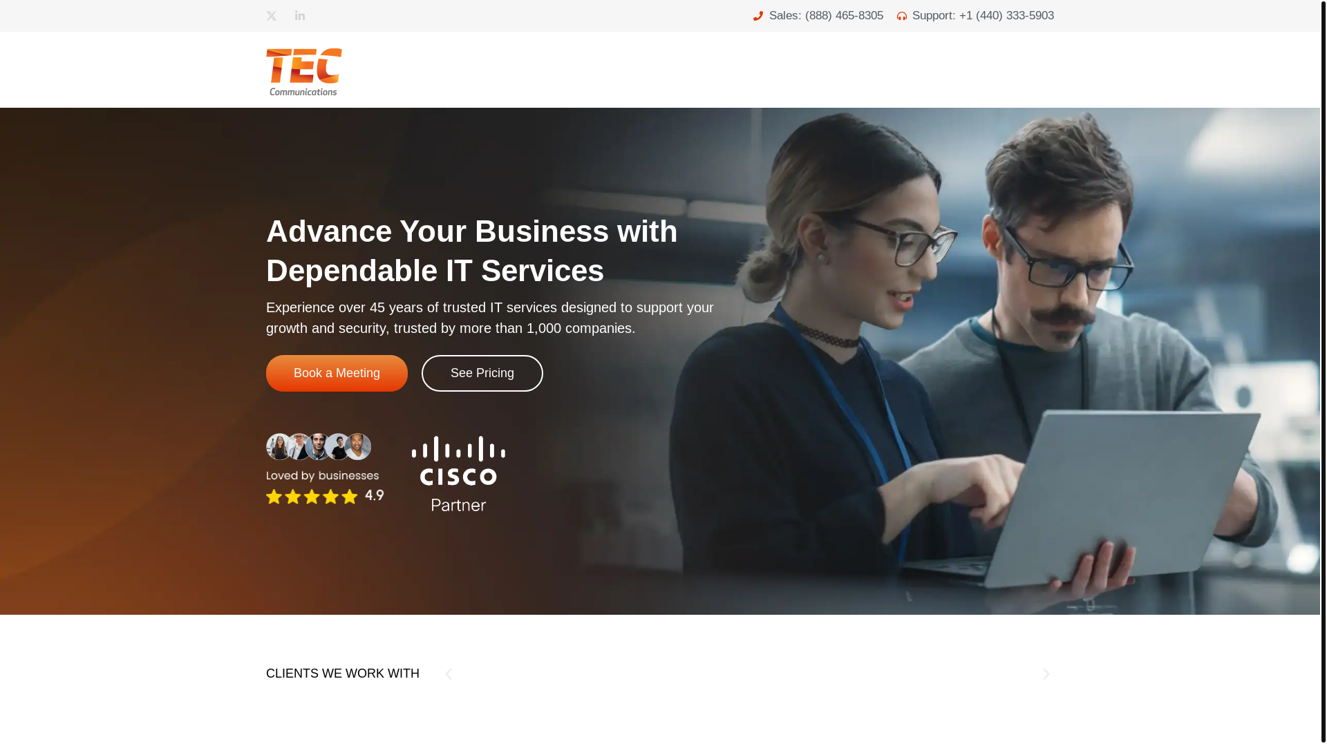 website screenshot of https://tec4itmsp.org/