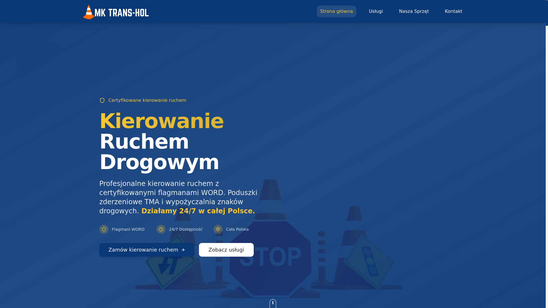 website screenshot of https://kierowanie-ruchem.pl/