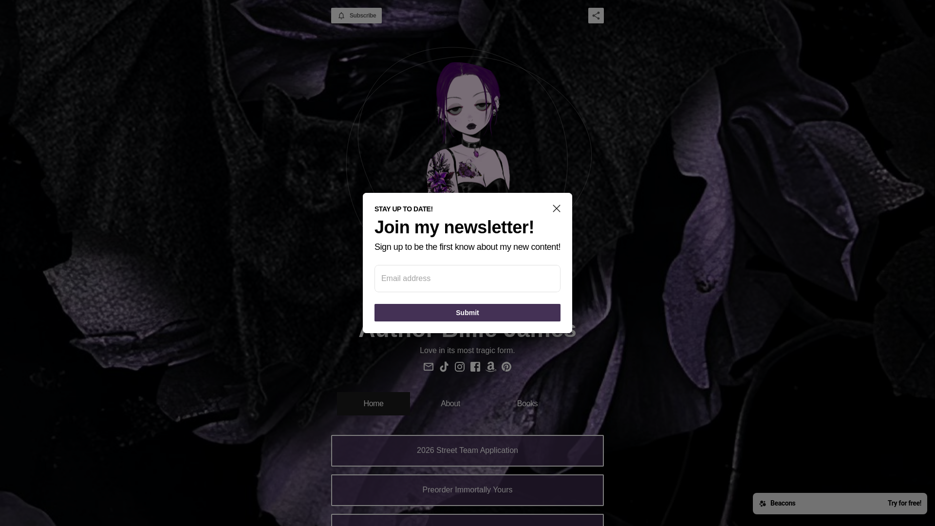 website screenshot of https://authorbilliejames.com/