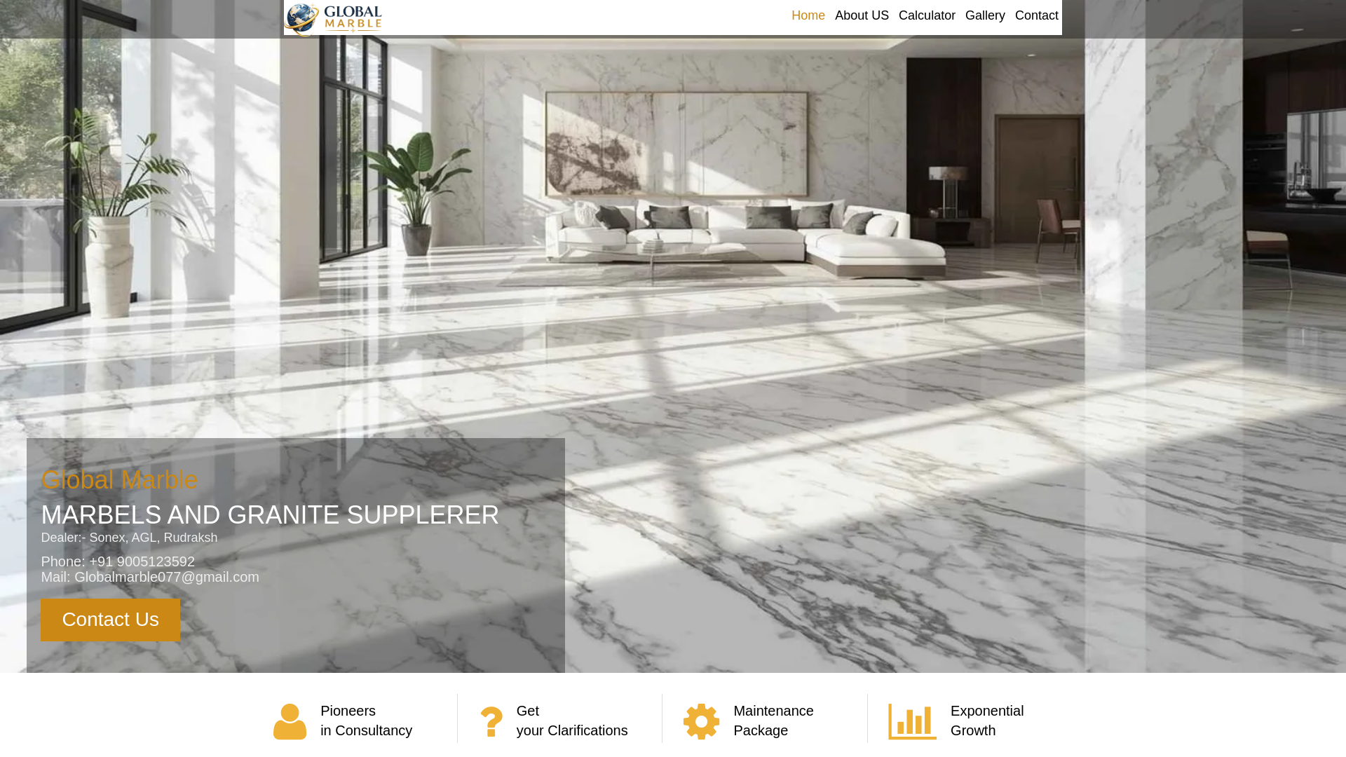 website screenshot of https://globalmarbles.in/