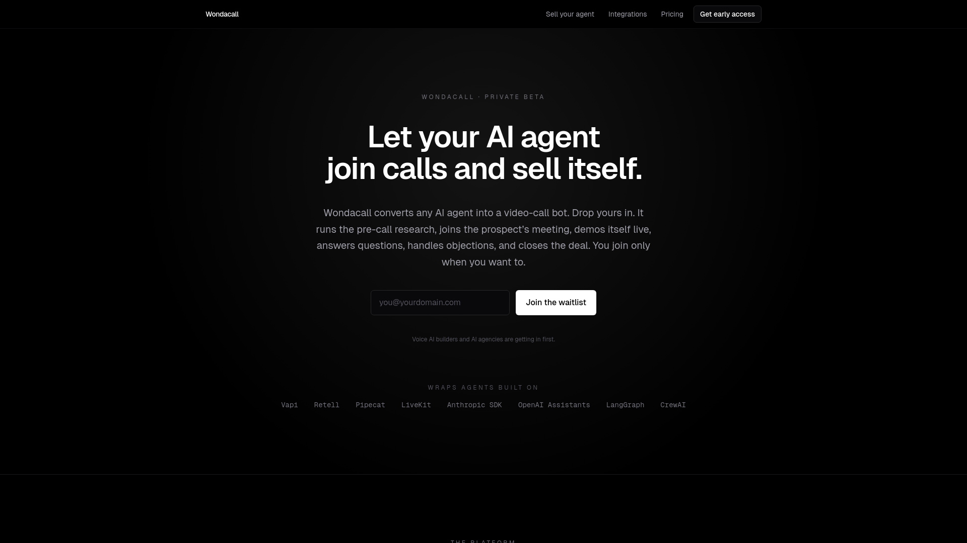 website screenshot of https://wondacall.com/