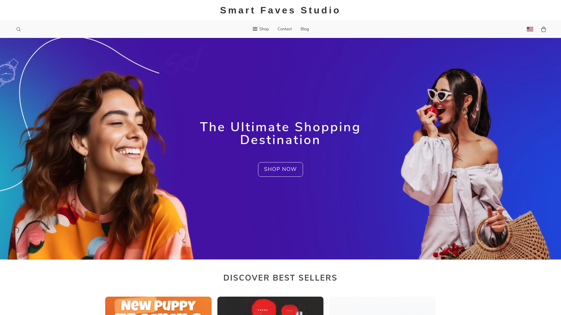 website screenshot of https://smartfavesstudio.shop/