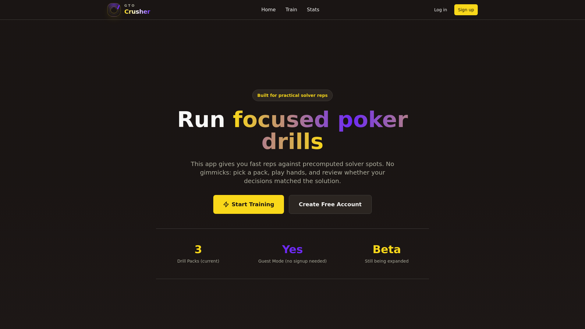 website screenshot of https://gto-crusher.com/