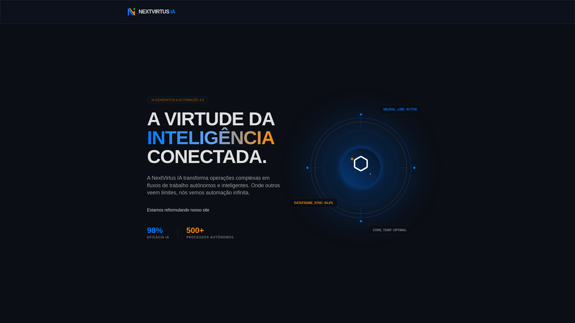 website screenshot of https://nextvirtus.com.br