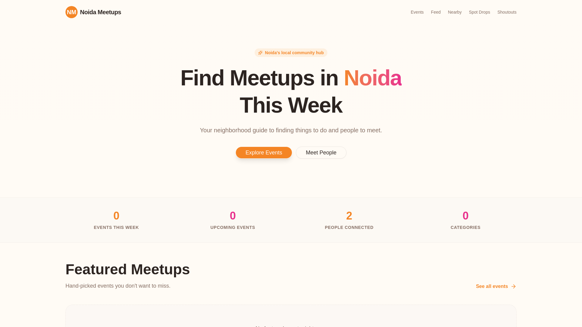website screenshot of https://noidameetups.com