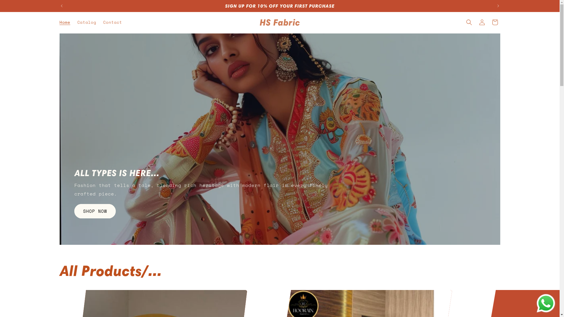 website screenshot of https://hsfabric.shop/