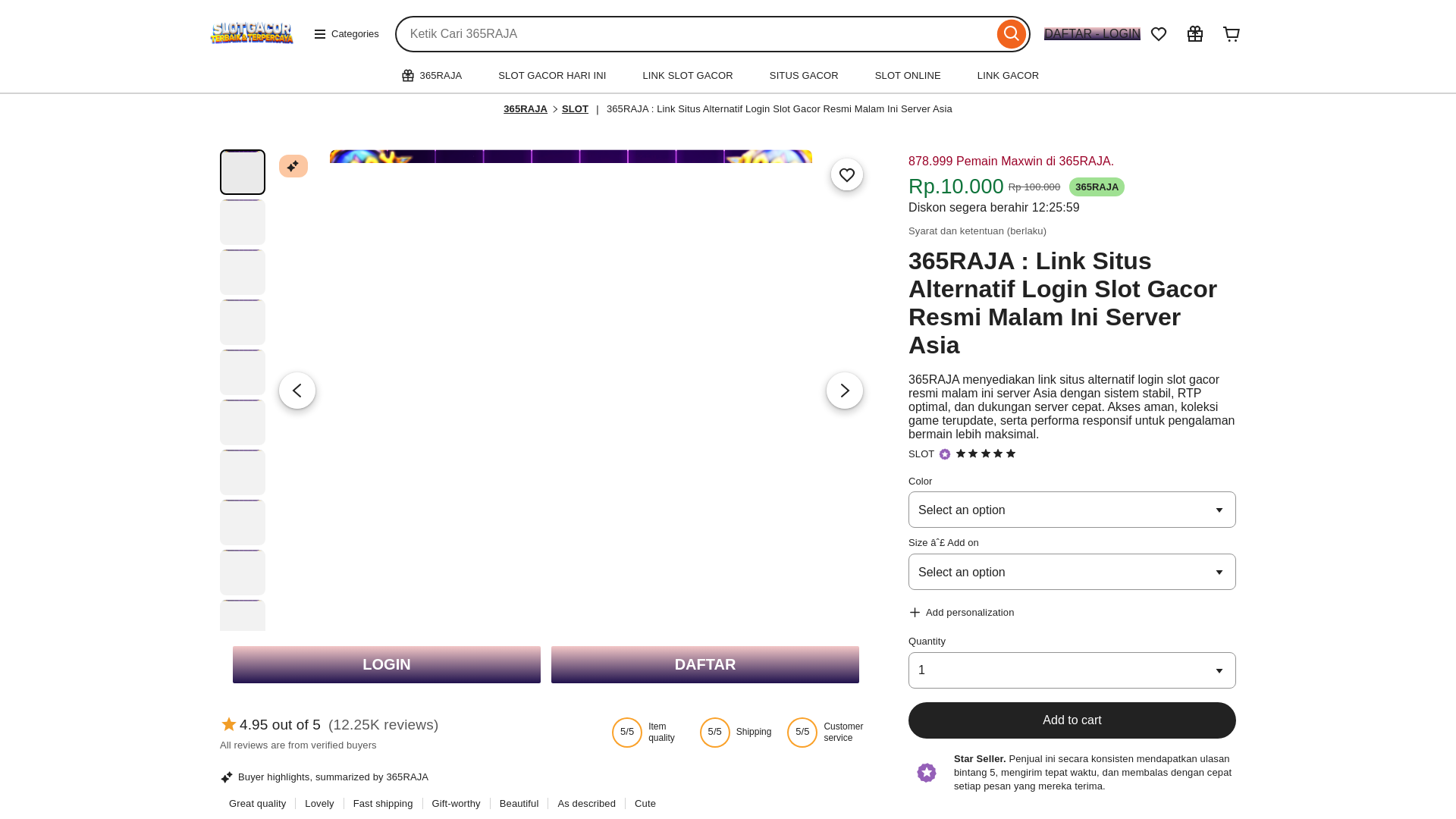 website screenshot of https://365raja.net/