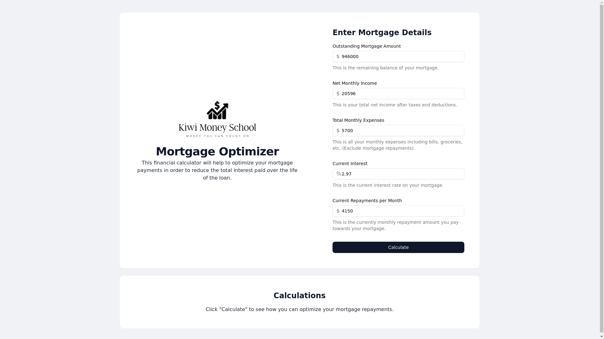 website screenshot of https://mortgage-optimizer-test.pages.dev/