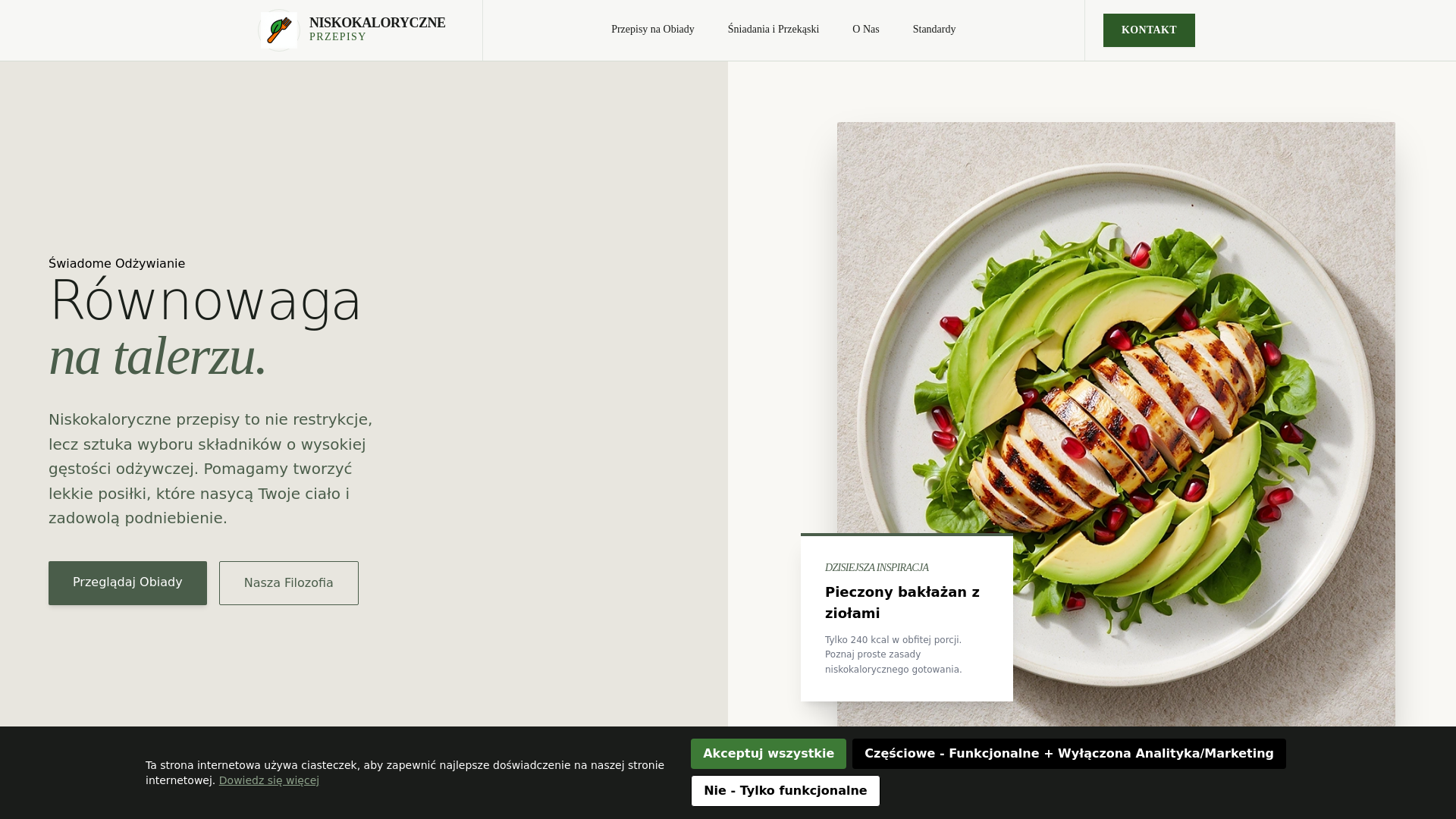 website screenshot of https://niskokaloryczneprzepho.info/