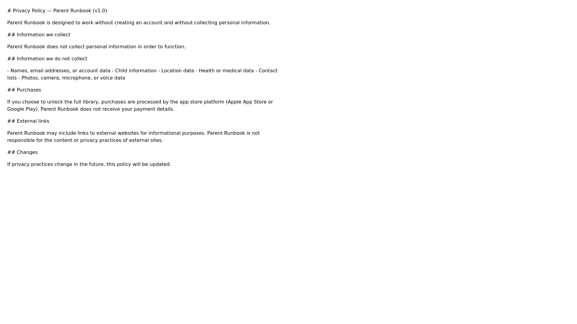 website screenshot of https://parent-runbook.pages.dev/