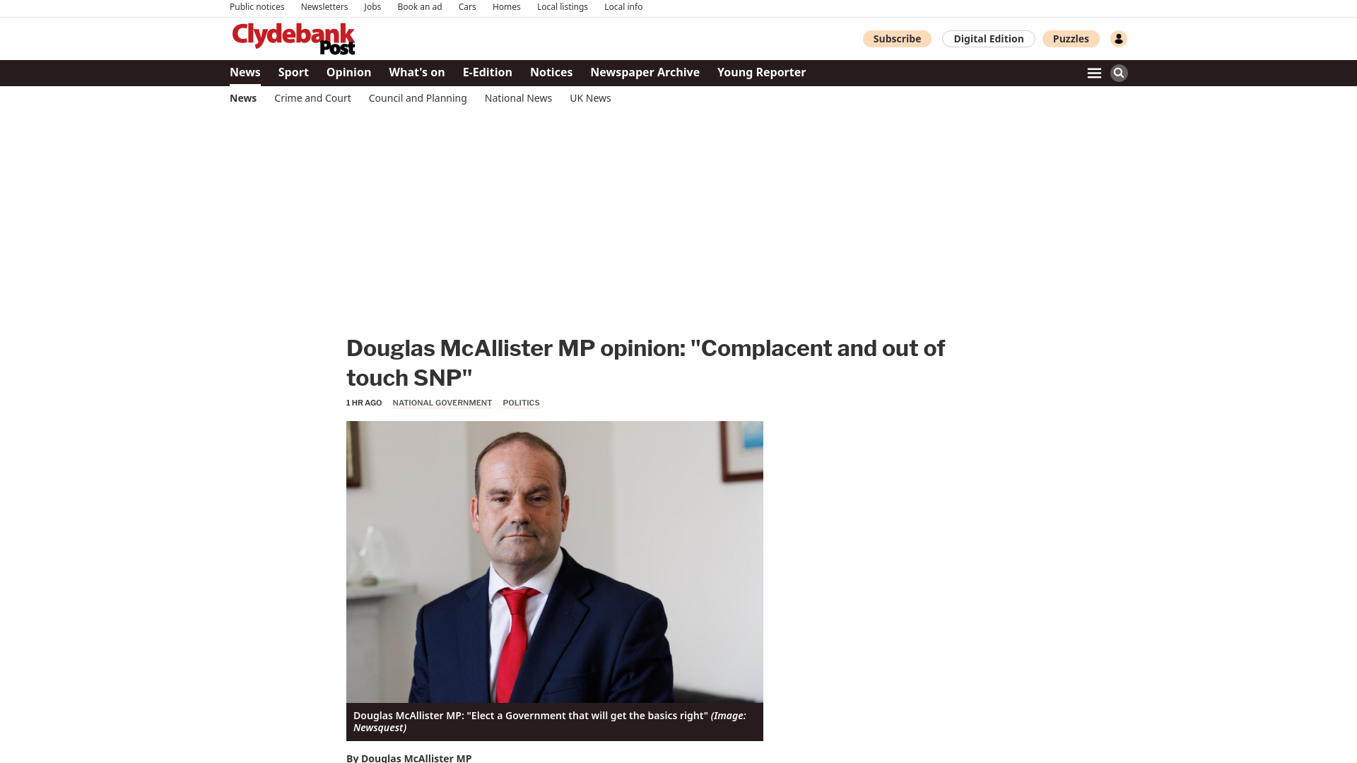 website screenshot of https://www.clydebankpost.co.uk/news/25961184.douglas-mcallister-mp-opinion-complacent-touch-snp/