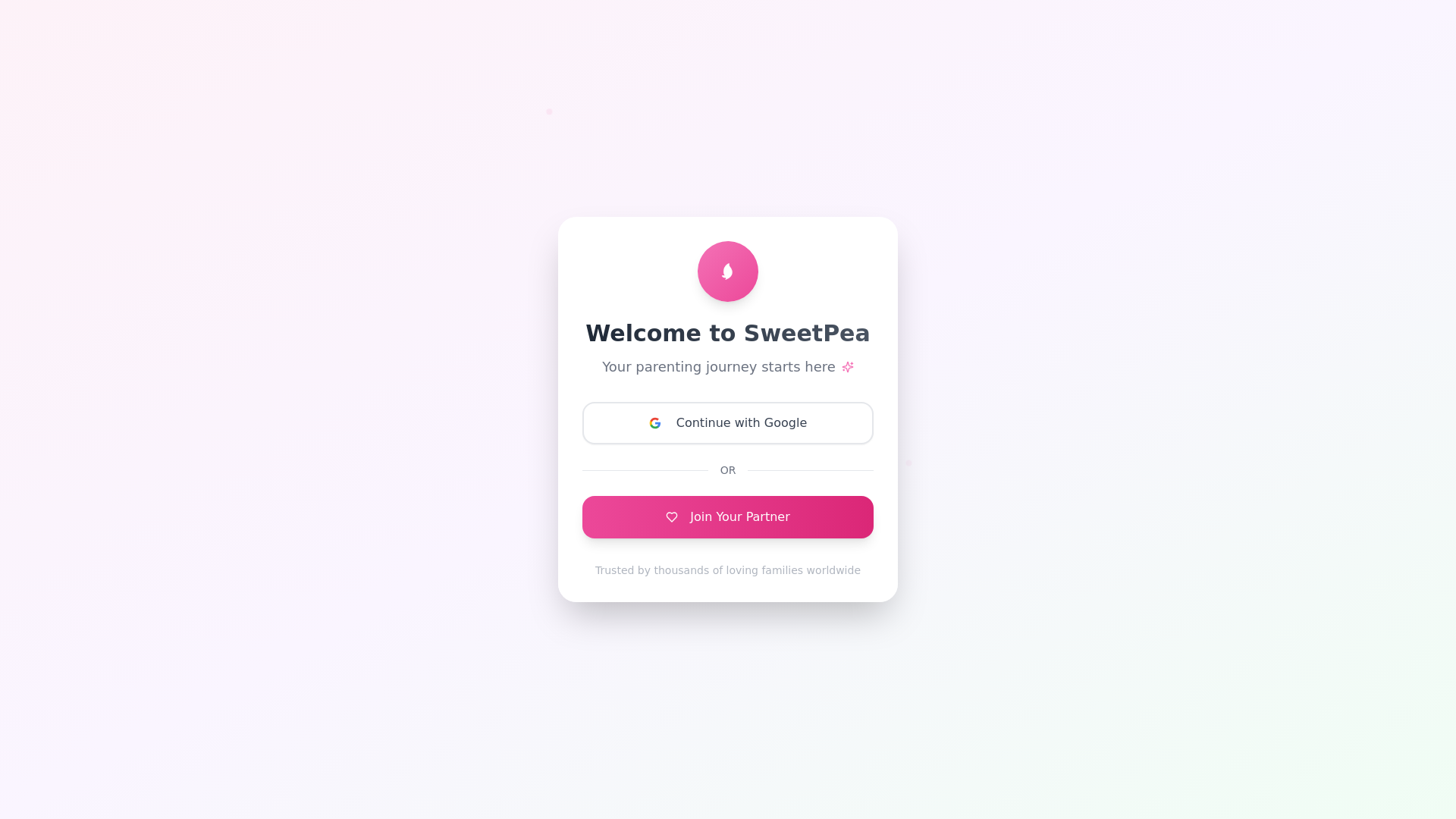 website screenshot of https://sweetpeaapp.co.uk/