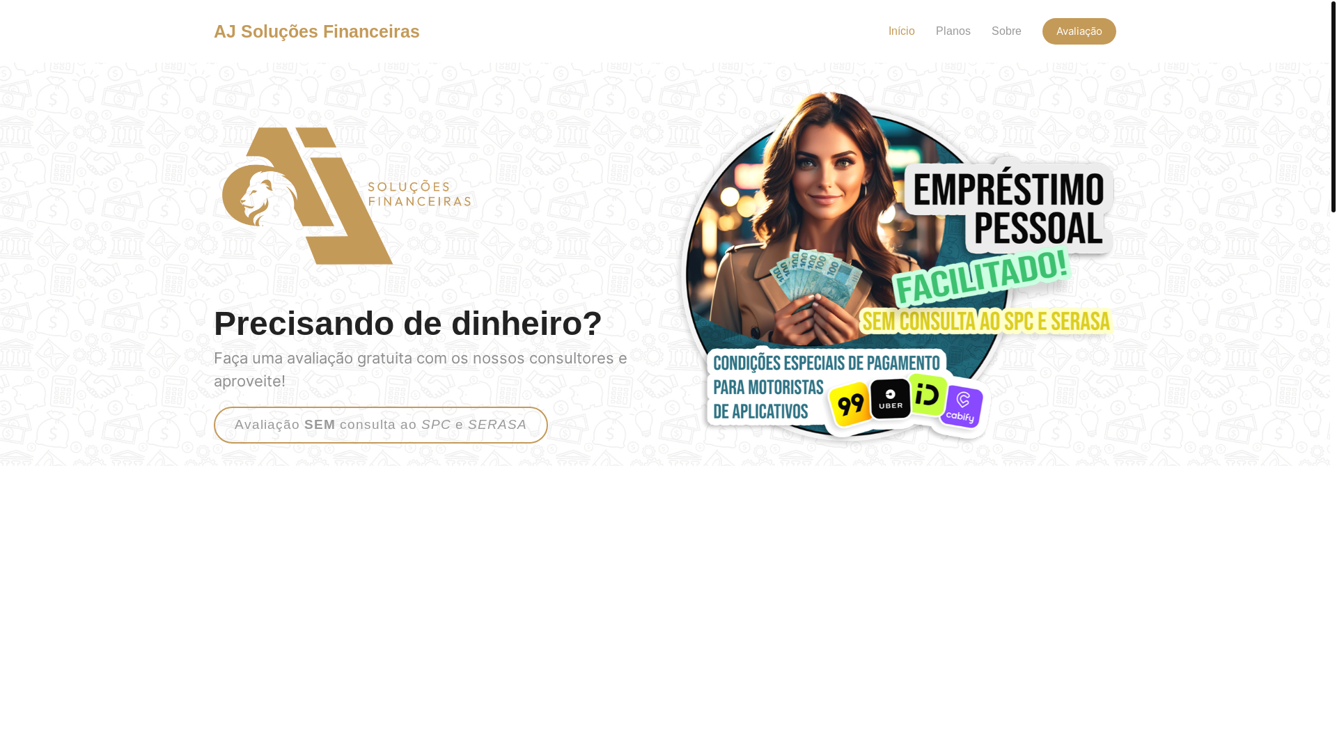 website screenshot of https://ajsolucoesfinanceiras.com/