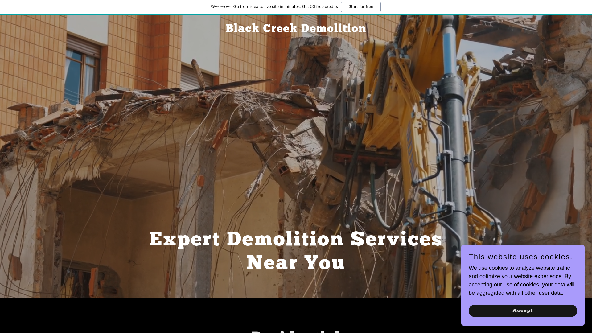 website screenshot of https://blackcreekdemolition.com/