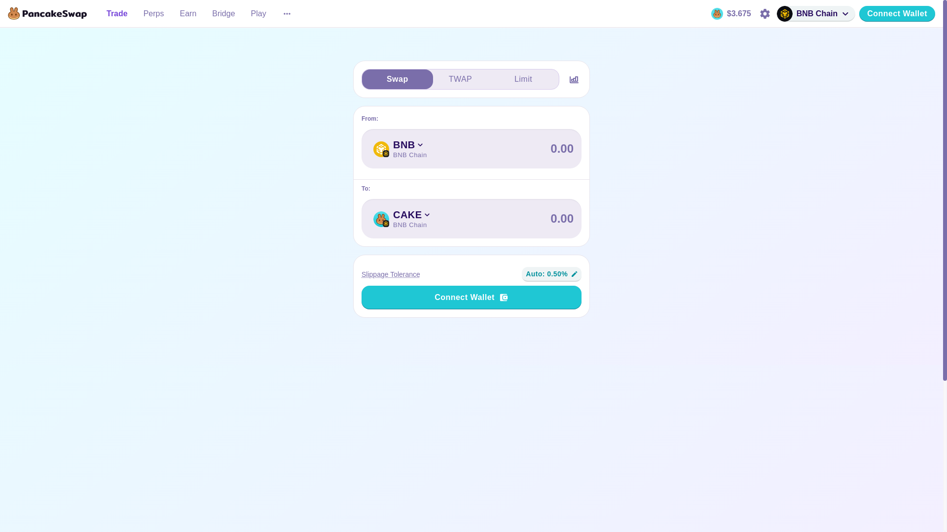 website screenshot of https://pancakeswap.finance/swap