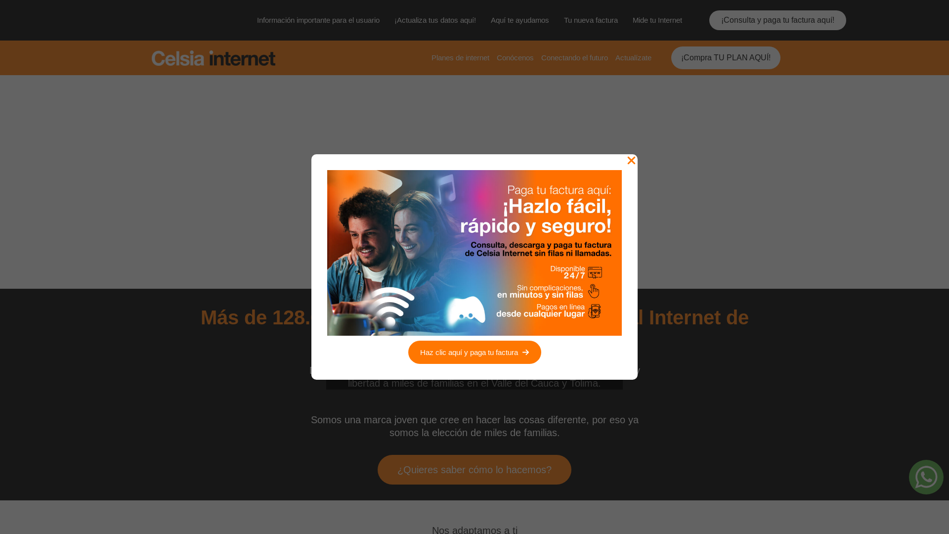 website screenshot of https://celsiainternet.com/