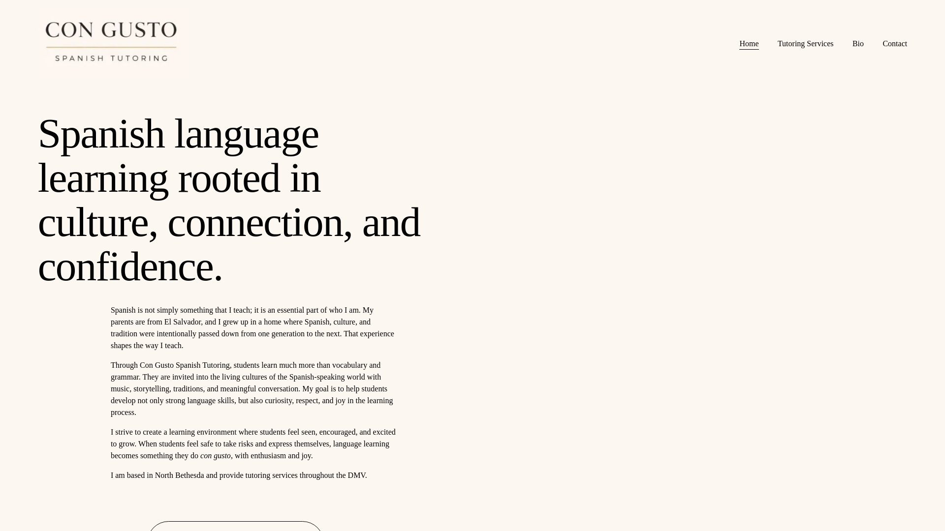 website screenshot of https://congustospanishtutoring.com