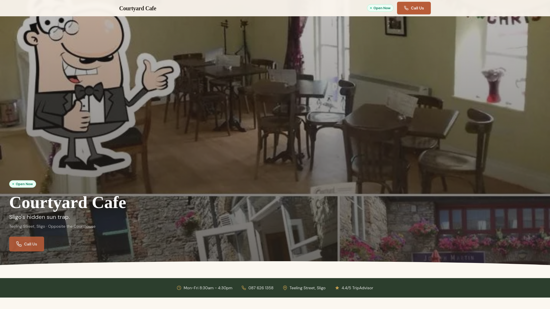 website screenshot of https://courtyard-cafe-demo.pages.dev/