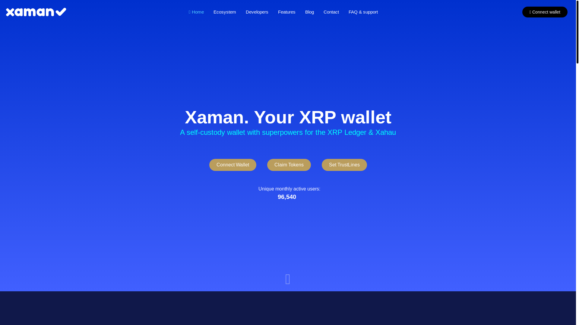 website screenshot of https://xamanxrpl.web.app