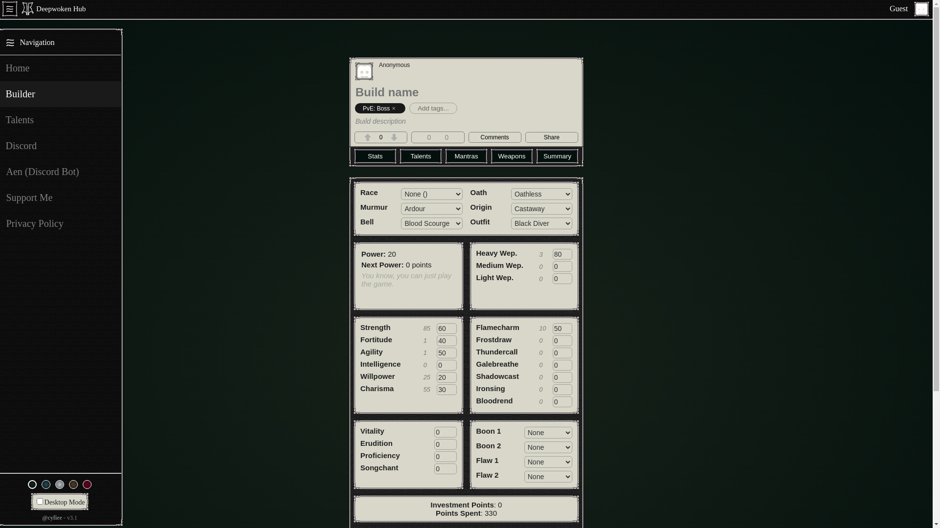 website screenshot of https://deepwoken.co/builder?id=gJsHTYe2