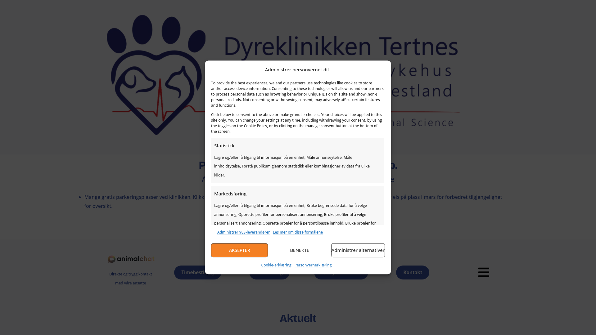 website screenshot of https://dyresykehus-tertnes.no/