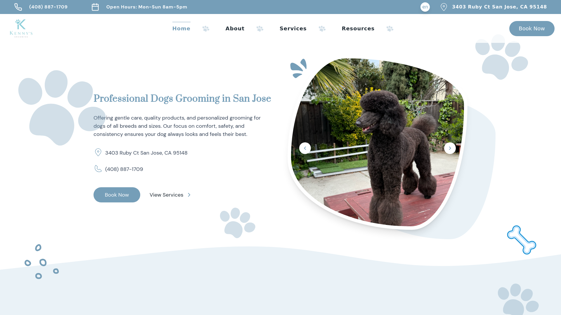 website screenshot of https://kennygroomingsanjose.com/