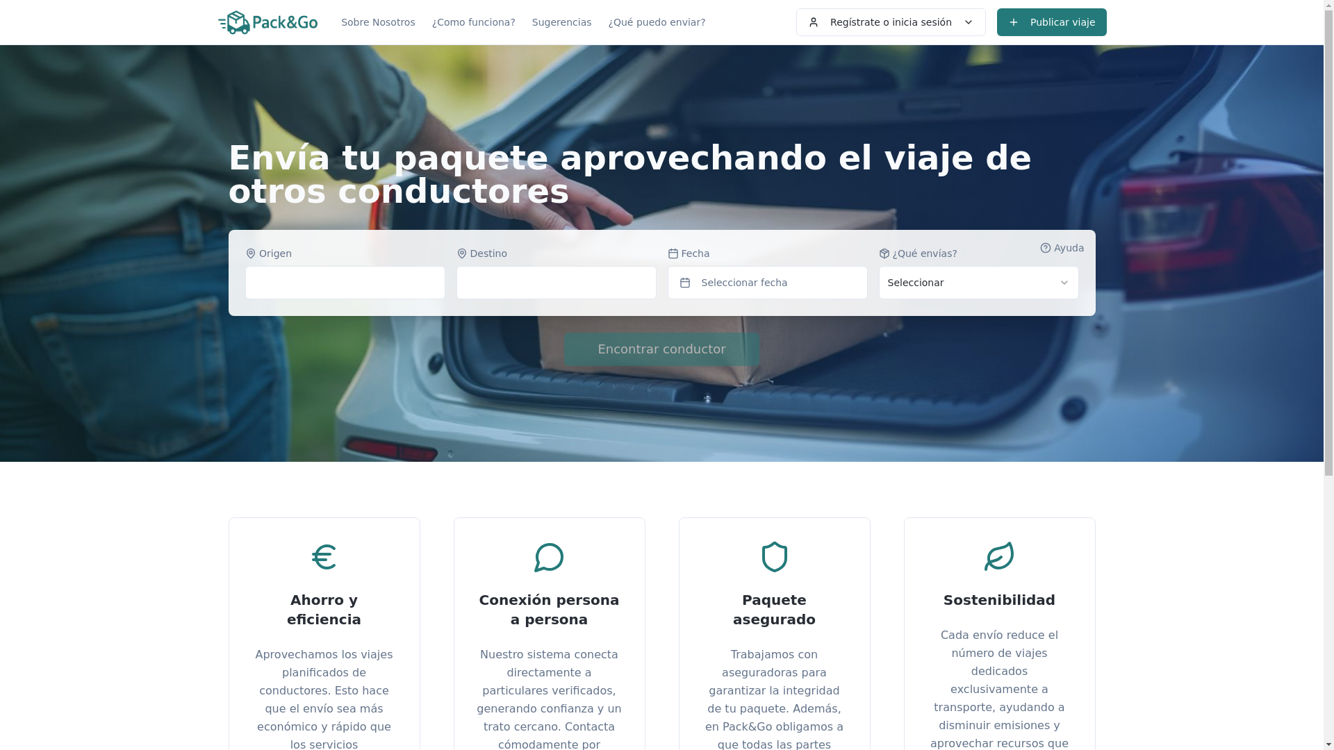 website screenshot of https://packngo.es/