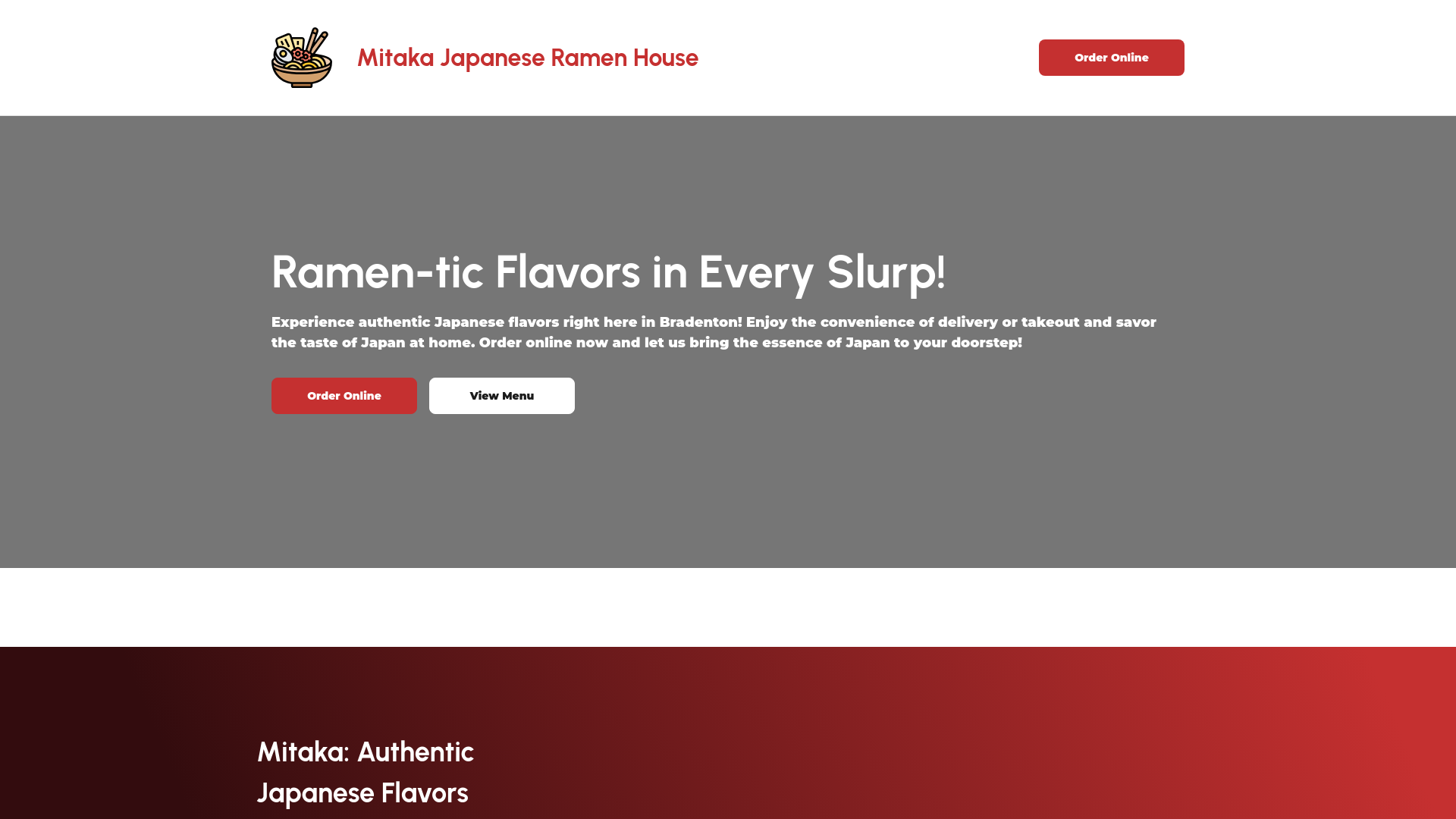 website screenshot of https://mitakaramenhousefl.com/