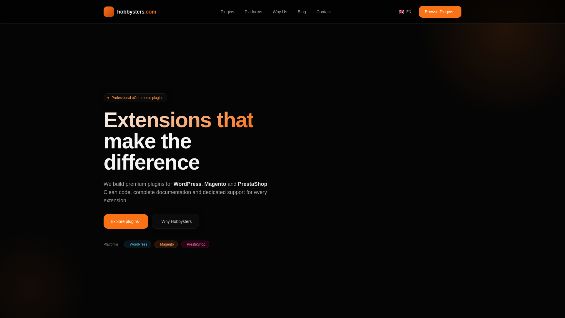 website screenshot of https://hobbysters.com