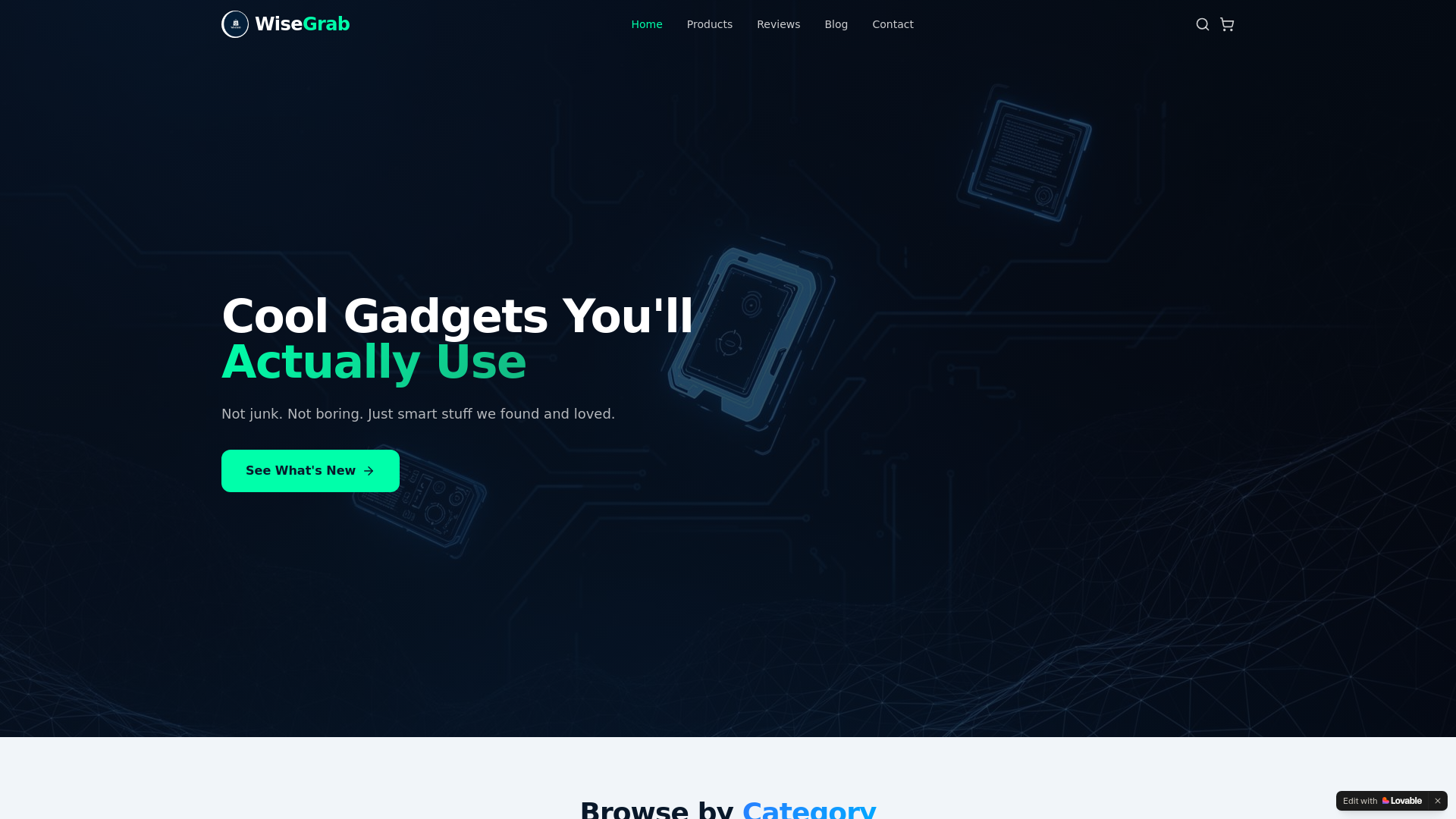 website screenshot of https://wisegrab.shop/