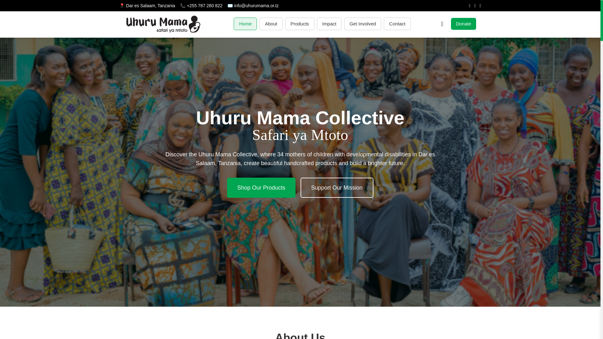 website screenshot of https://uhurumamacollective.or.tz/