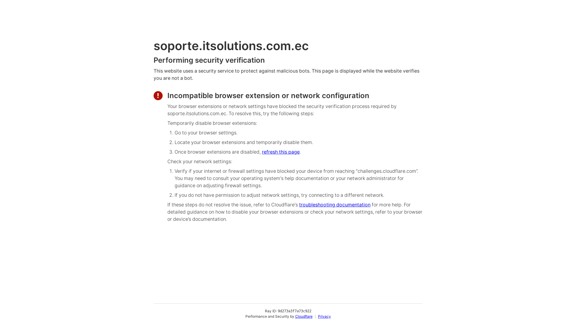 website screenshot of https://soporte.itsolutions.com.ec/