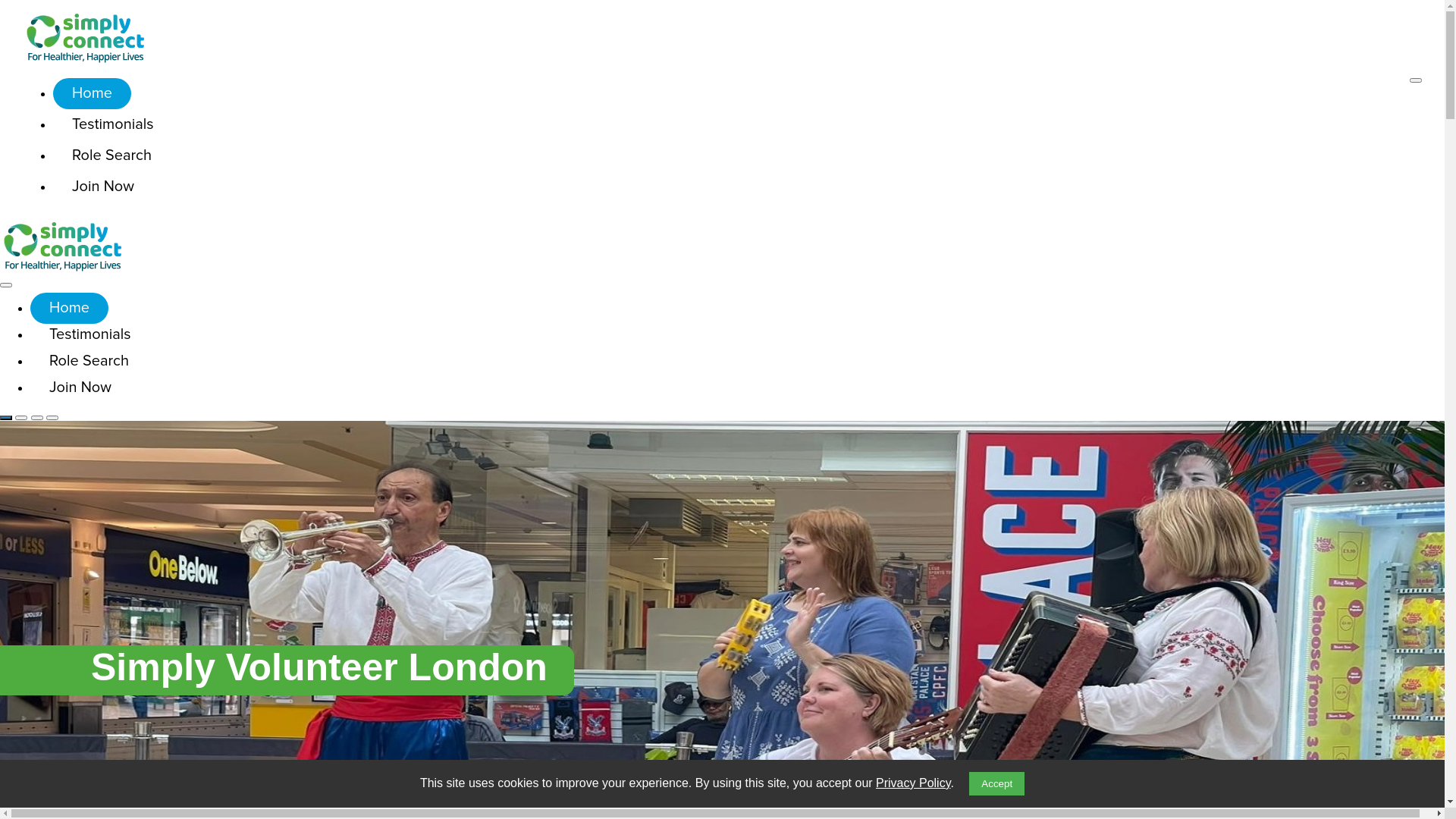 website screenshot of https://simplyvolunteerlondon.uk/