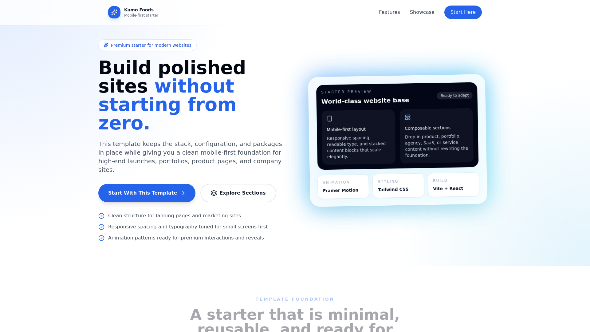 website screenshot of https://kamo-foods.pages.dev/