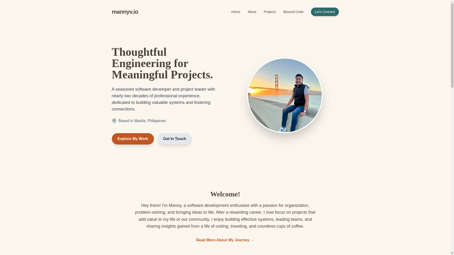 website screenshot of https://mannyv.io/