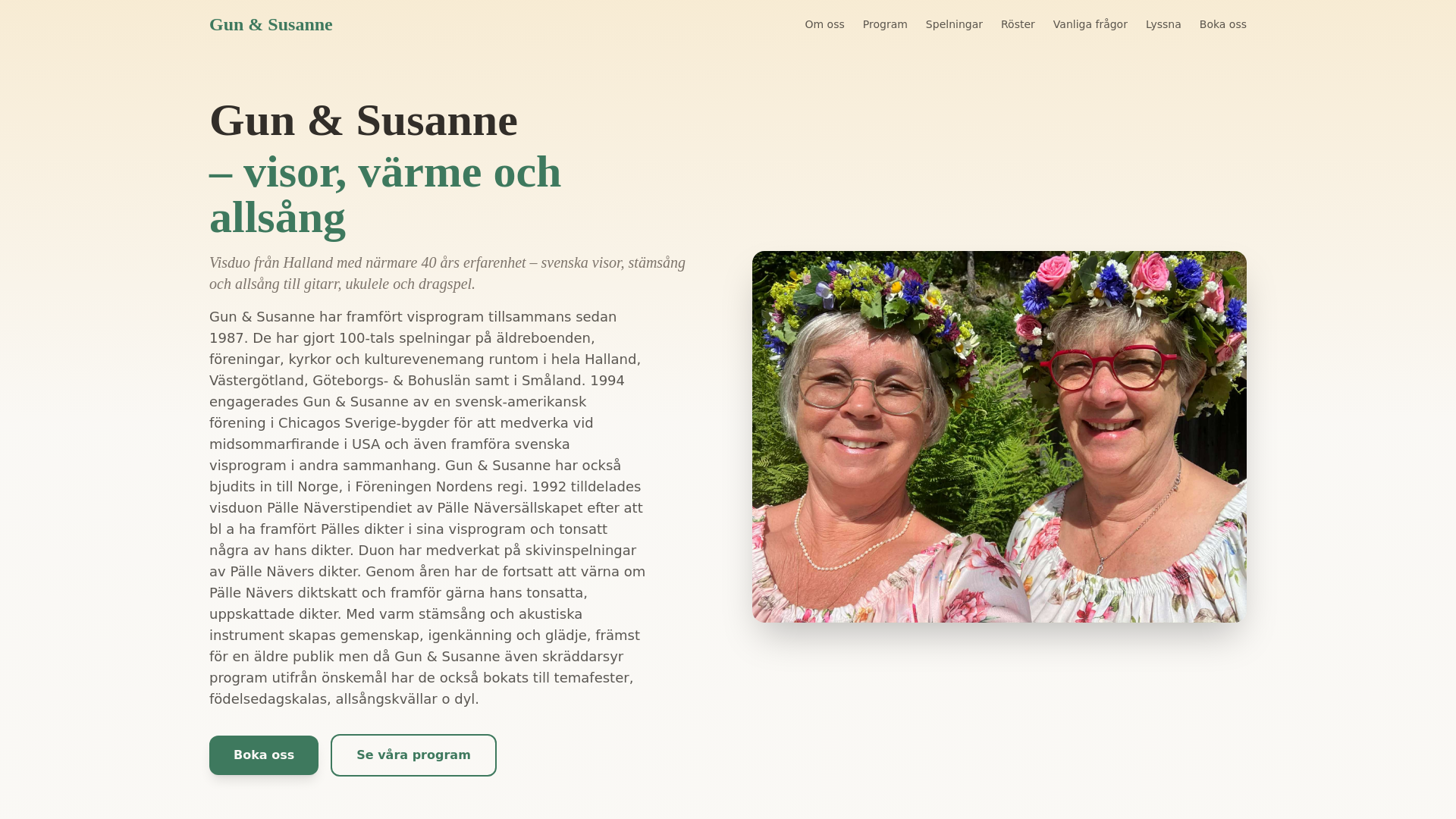 website screenshot of https://gunochsusanne.se/