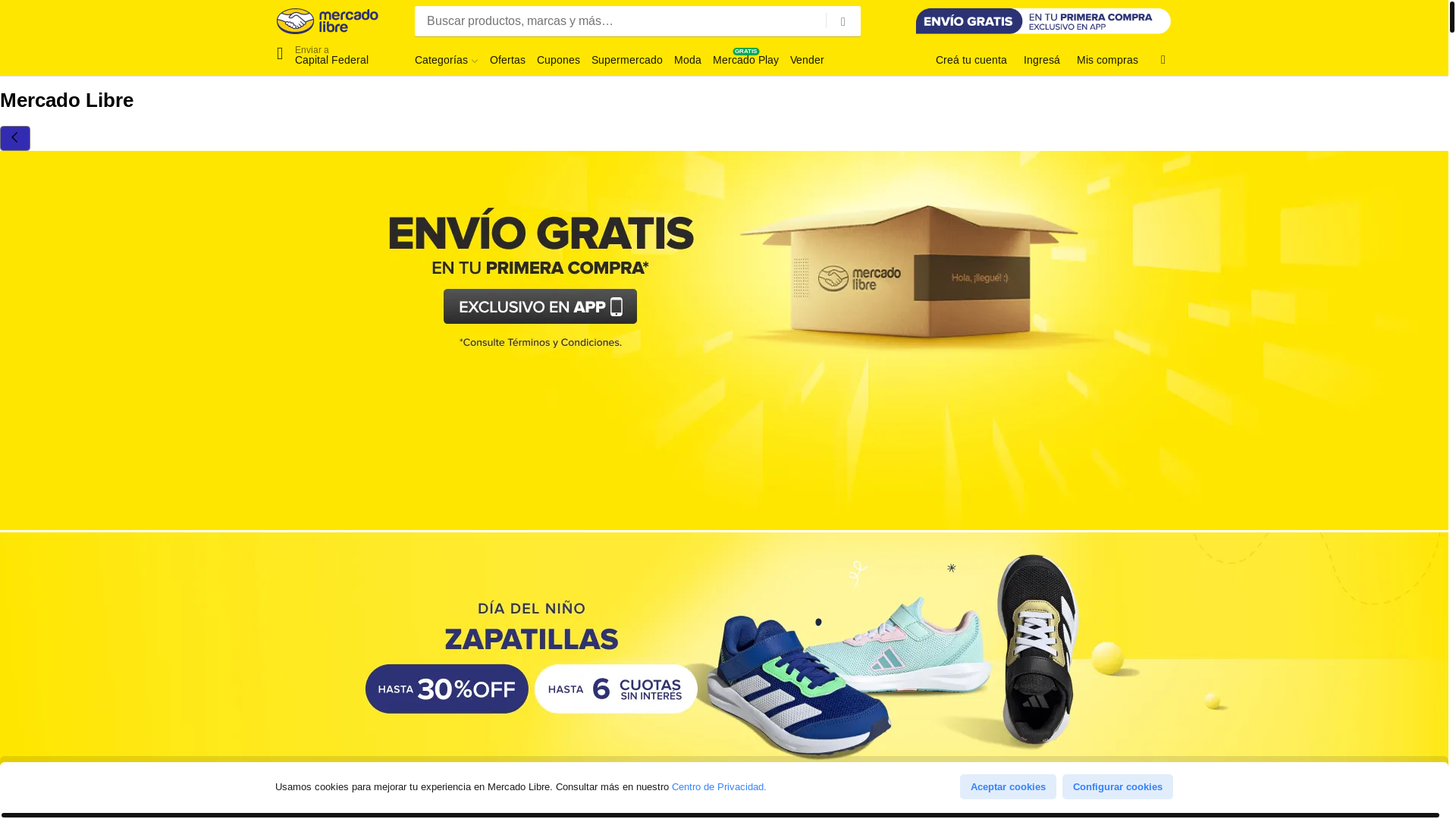 website screenshot of https://mercadolibre.com.ar