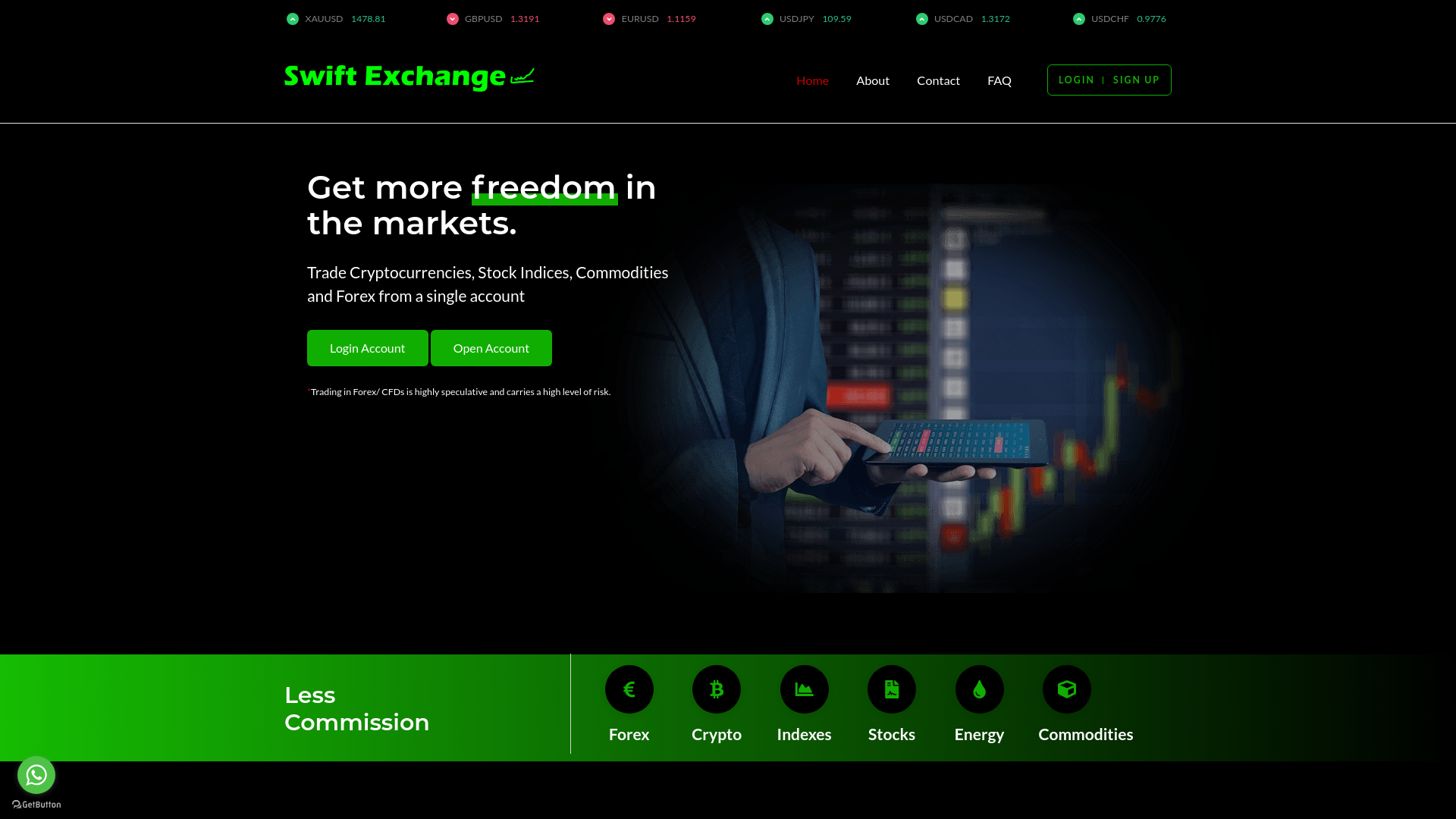 website screenshot of https://active.swiftexchange.live/