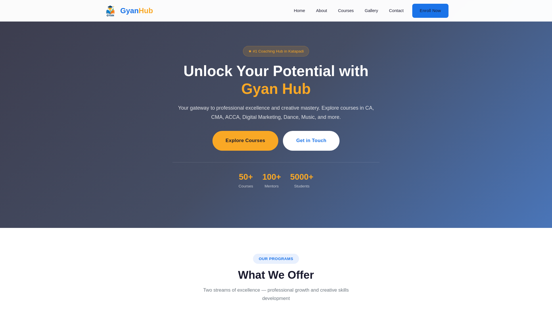 website screenshot of https://gyanhubacademy.com/