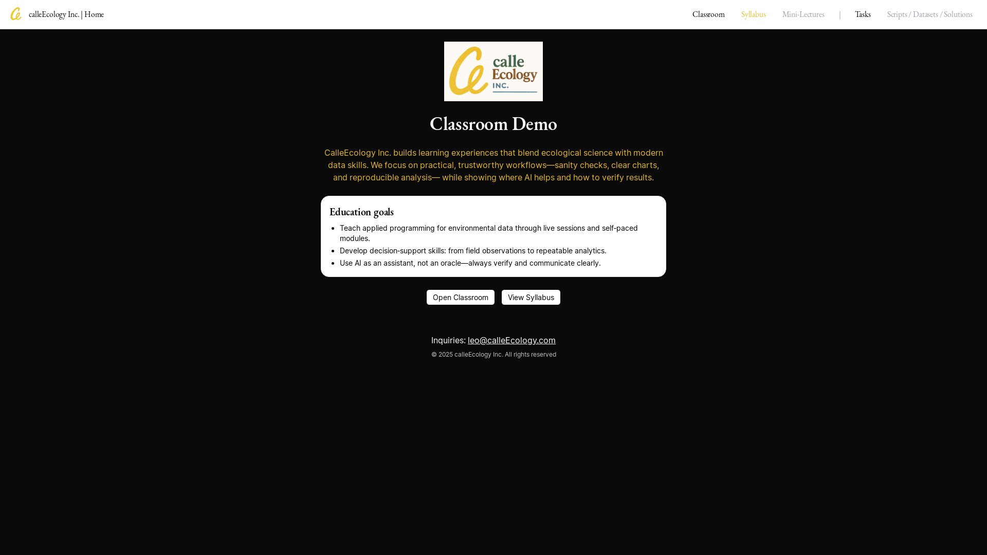 website screenshot of https://calle-ecology-classroom.pages.dev/