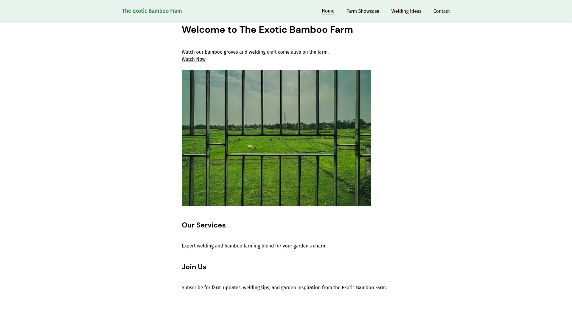 website screenshot of https://theexoticbamboofarm.com/