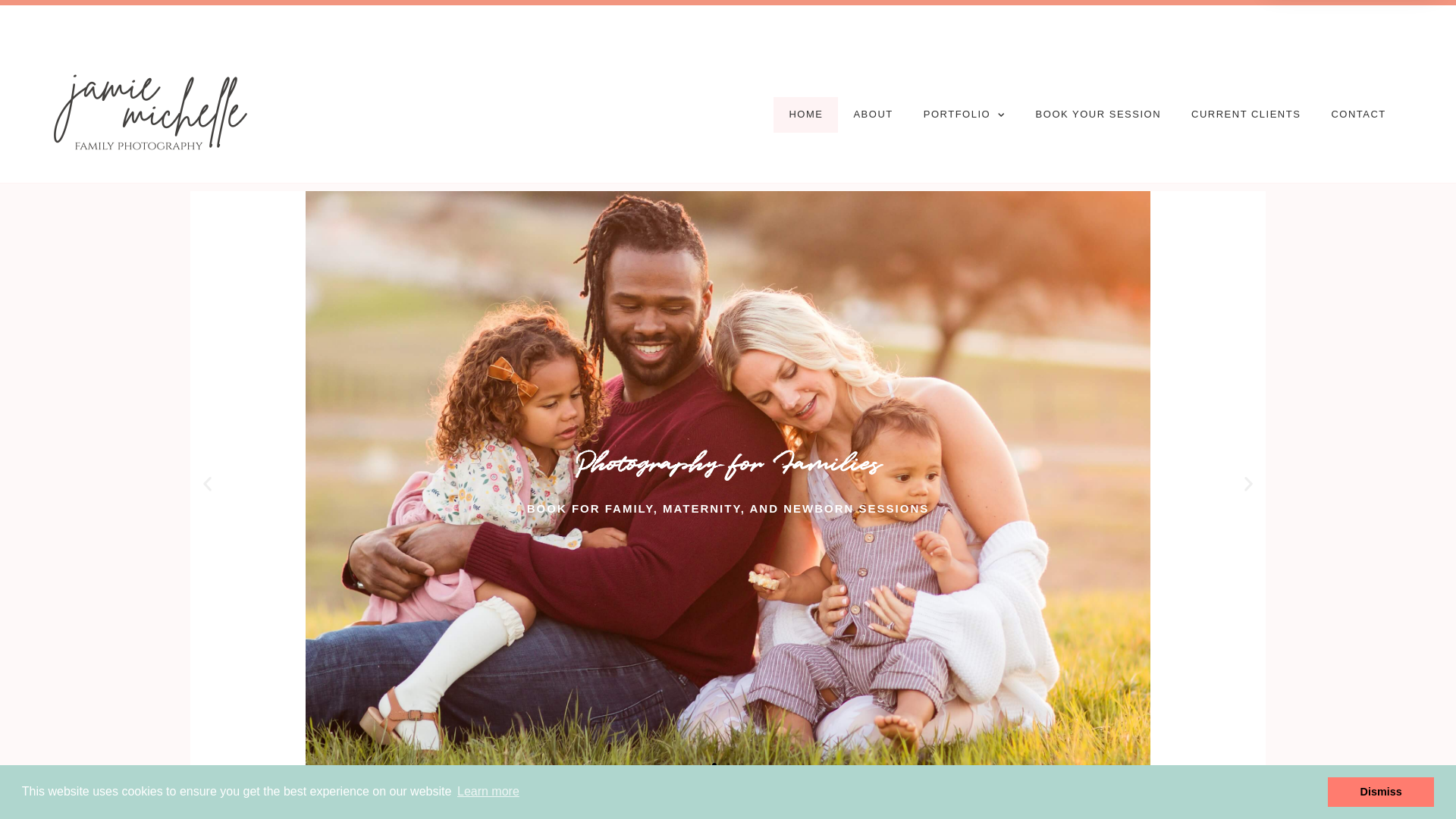 website screenshot of https://jamiemichellephoto.com/