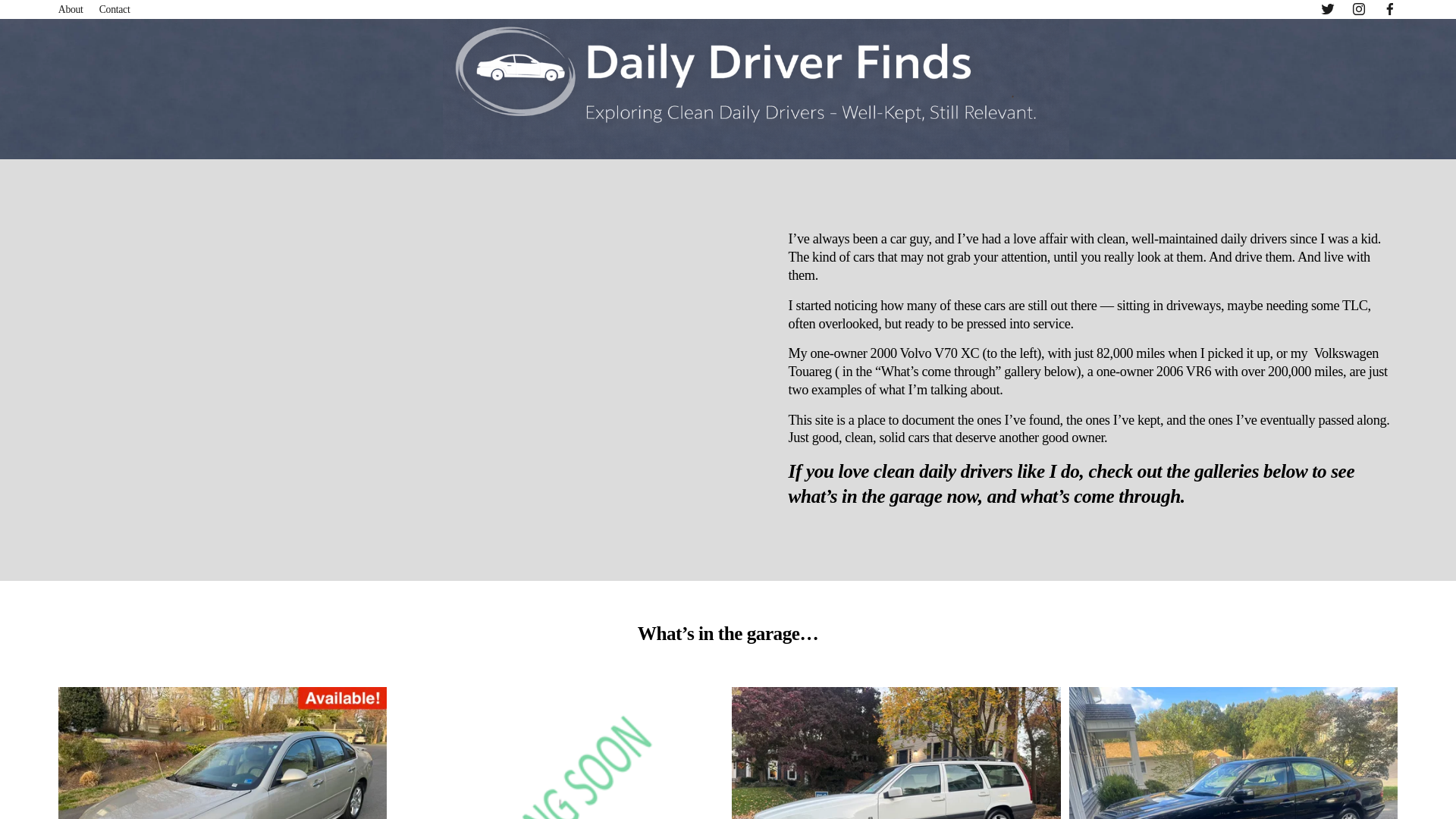 website screenshot of https://dailydriverfinds.com/