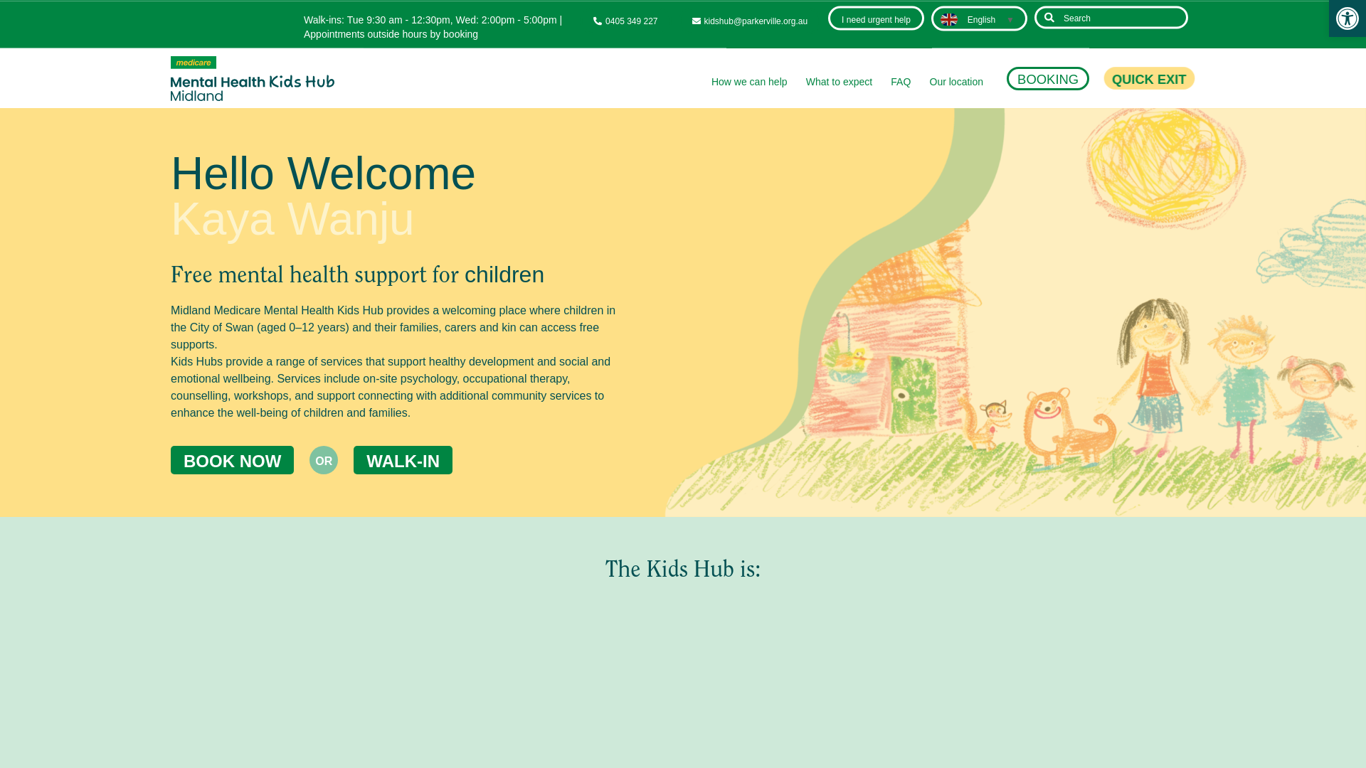 website screenshot of https://midlandmmhkidshub.com.au/