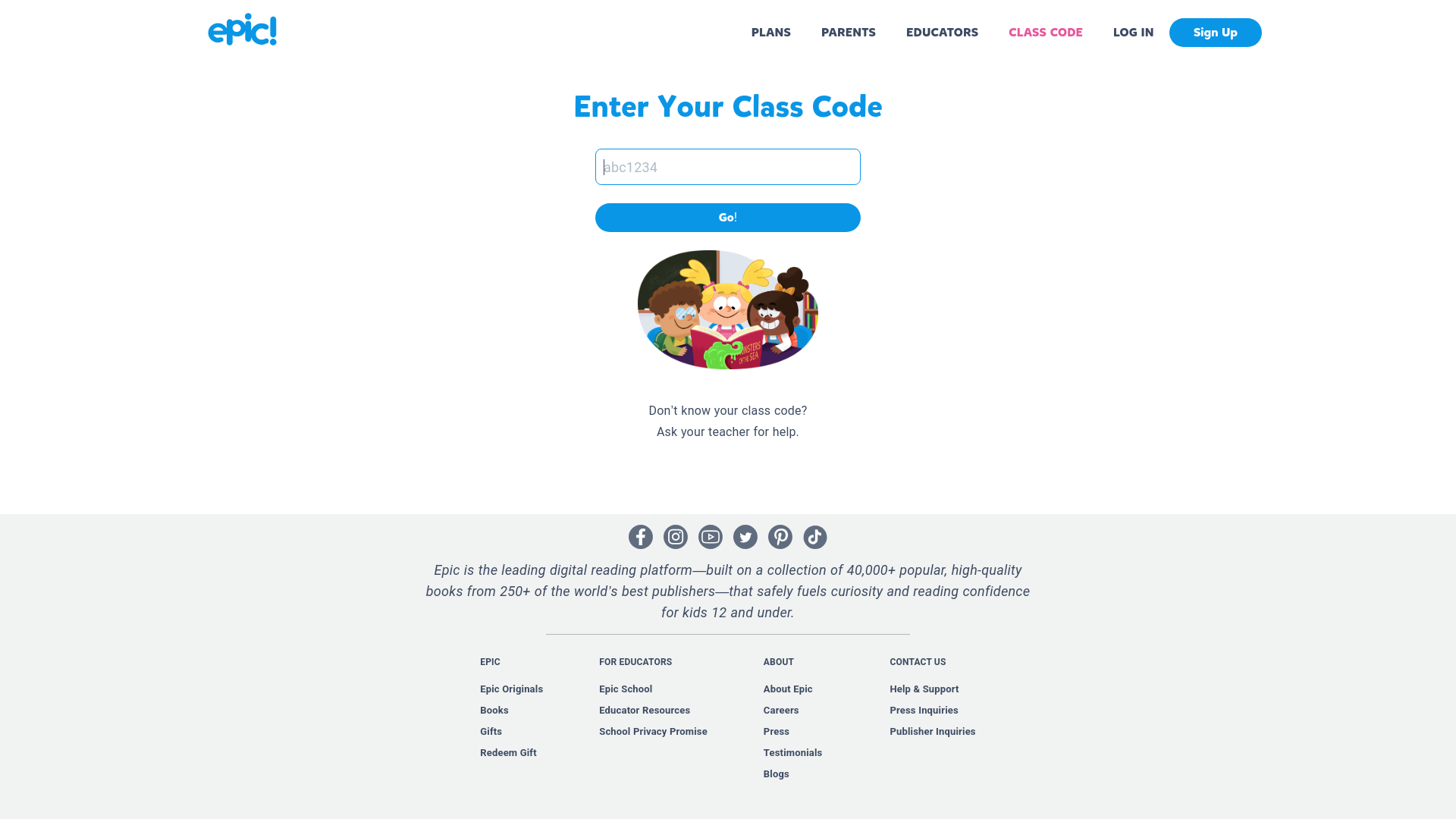 website screenshot of https://www.getepic.com/students