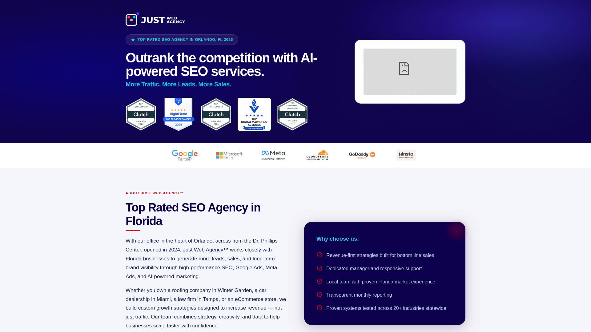website screenshot of https://sgp.justwebagency.com
