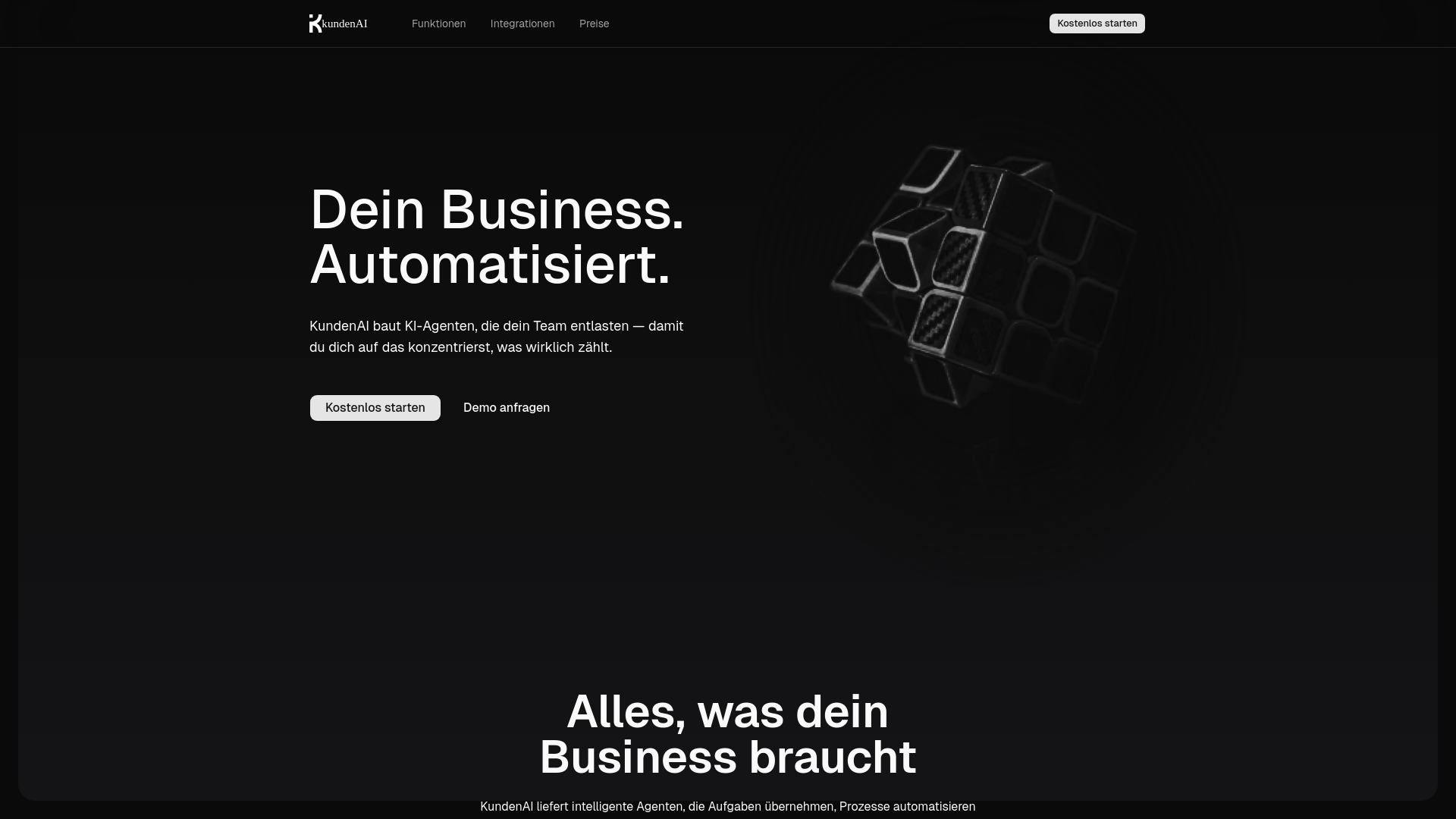 website screenshot of https://kundenai.com/
