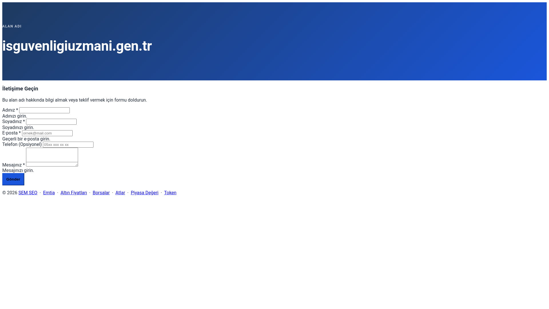 website screenshot of https://isguvenligiuzmani.gen.tr/